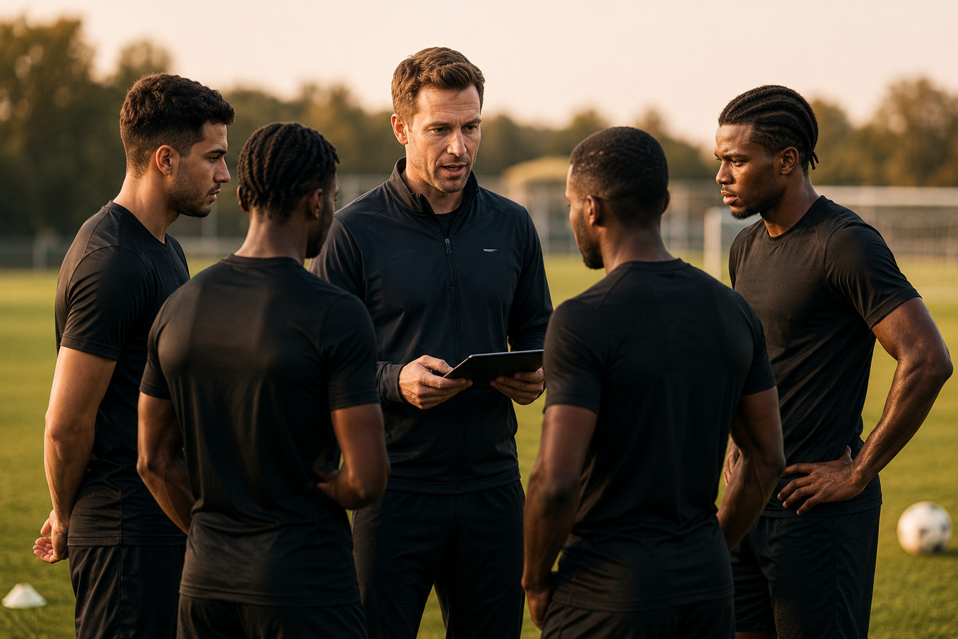 Soccer coach managing team training plans